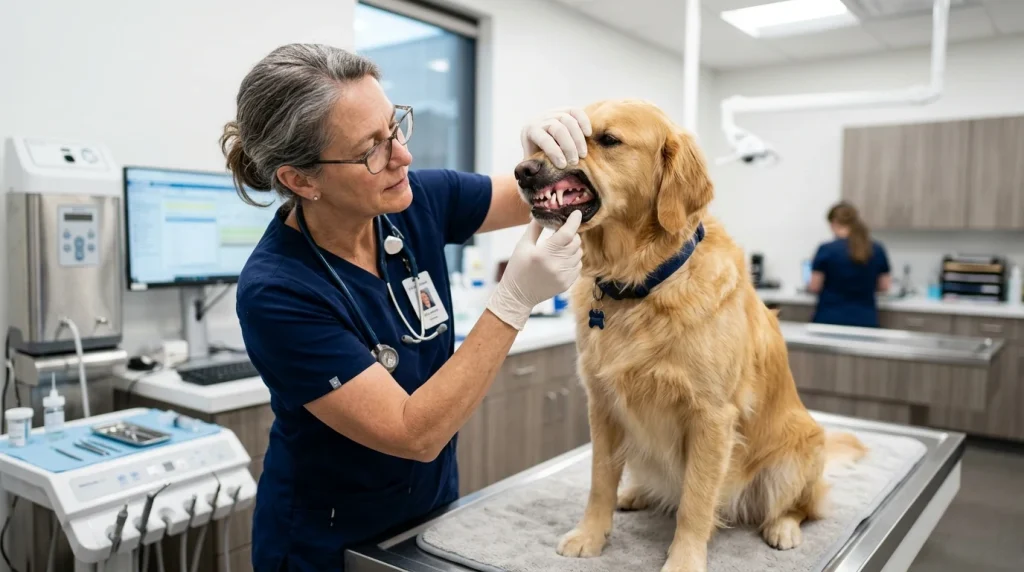 Veterinární vyšetření chrupu psa a kontrola zubů